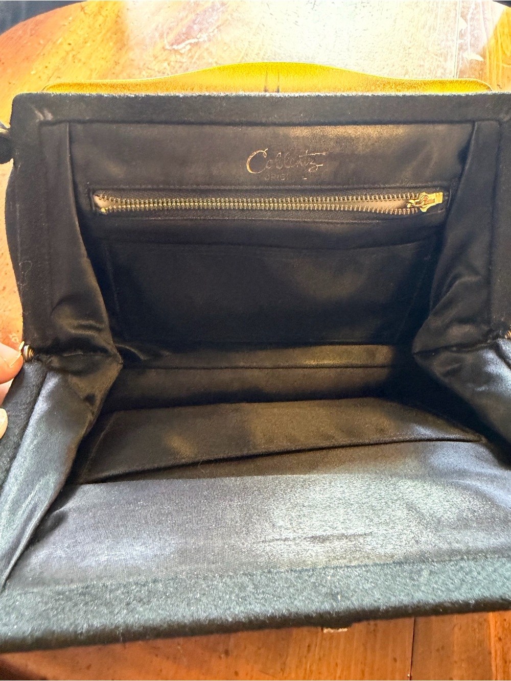 1950s 1960s Coblentz Original Black Suede Evening Bag Top Handle Vintage - Picture 4 of 5